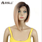 Noble Wigs For Women Synthetic Lace Wig Straight  Short Wig 12&quot; Ombre Blonde Wig Synthetic Lace Wig Cosplay Blonde Lace Wig