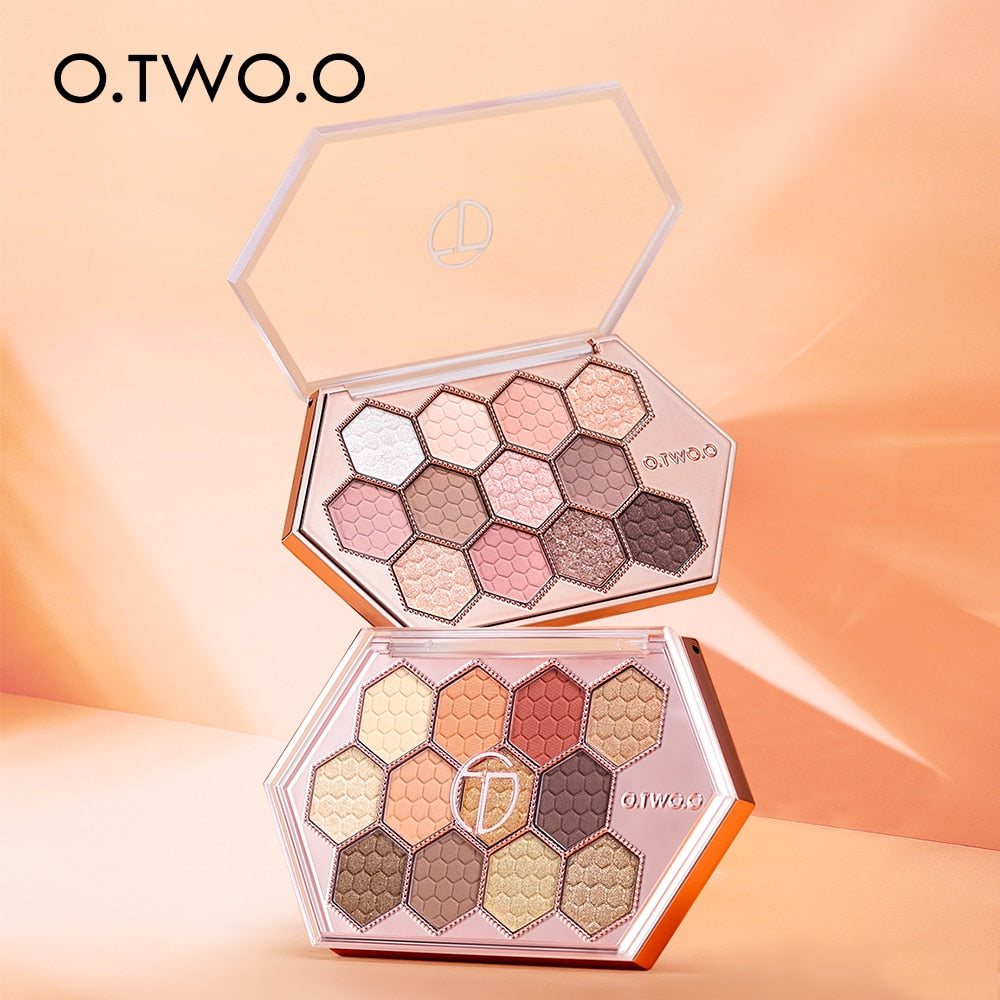 O.TWO.O Eyeshadow Palette 12 Colors Shimmer Matte Eye Shadow Long-lasting Waterproof Eye Pigments Shiny Shadows Cosmetics