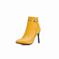 Sexy Ankle Boots Belt Buckle Zip Pointed Toe Party Thin Heel Short Plush US19 Red Blue Black Yellow White A4514 Dsers