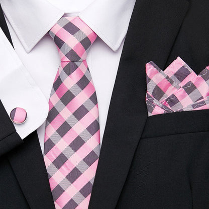 Men's Silk Tie Handkerchief and Cufflinks Set Dsers