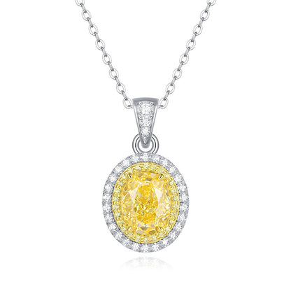 Yellow Oval-Shaped 925 Sterling Silver Pendant Necklace