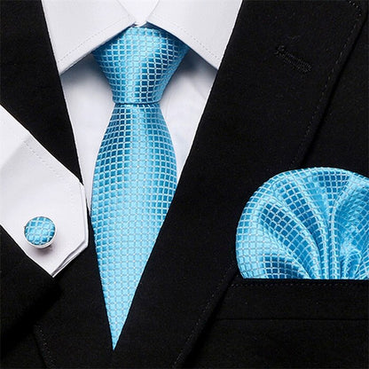 Men's Silk Tie Handkerchief and Cufflinks Set Dsers