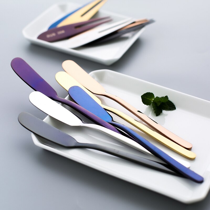 Stainless Steel Cheese Dessert Jam Spreaders Butter Knife Fruit Fork Westen Cutlery Breakfast Tool Tableware Kitchen Supplier Dsers