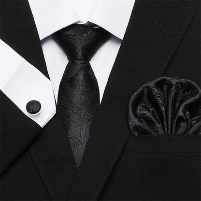 Men's Silk Tie Handkerchief and Cufflinks Set Dsers