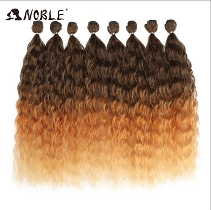 Noble Synthetic Hair Body Weave 20 Inch 8pcs/lot Afro Kinky Curly Hair Ombre Bundles Hair Extension Synthetic Hair Wave