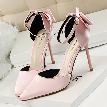 Women's Pointed Toe Bow Strap Stilettos Dsers