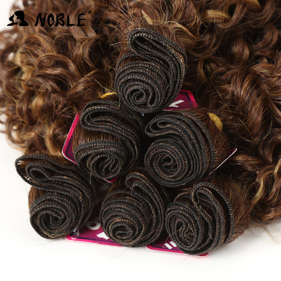 Noble Synthetic Hair Weave 16-20 inch 7Pieces/lot Afro Kinky Curly Hair Bundles With Closure synthetic  lace For Black Women