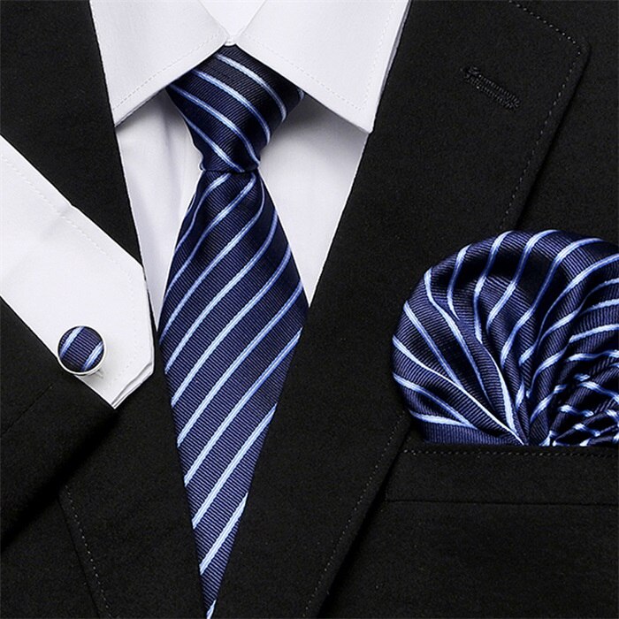 Men's Silk Tie Handkerchief and Cufflinks Set Dsers