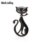 Wuli&baby Black White Scarf Cat Brooches Women Alloy Animal Brooch Pins Bag Hat Accessories Gifts Dsers