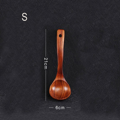 Tofok Large Wooden Soup Spoon Long Handle Natural Soup Spoons Healthy Eco-Friendly Wood Tableware Kitchen Accessories Dsers