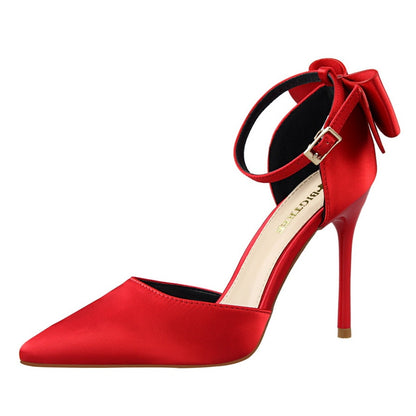 Women's Pointed Toe Bow Strap Stilettos Dsers