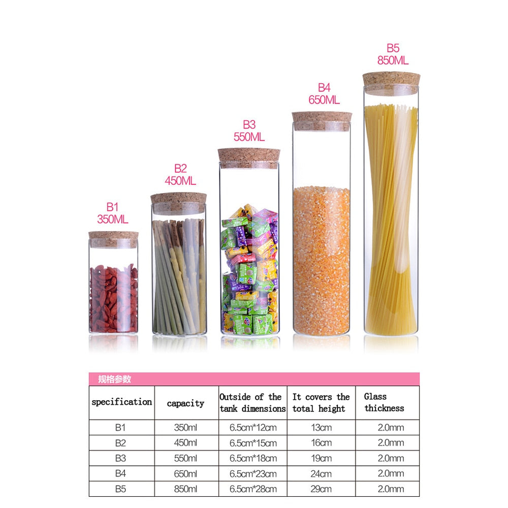 Transparent Glass Jars Seal Jars Grains Storage Bottles Spice Jar Kitchen Storage Organization Dsers