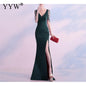 Women's V Neck Sleeveless Evening Dress with High Slit Dsers