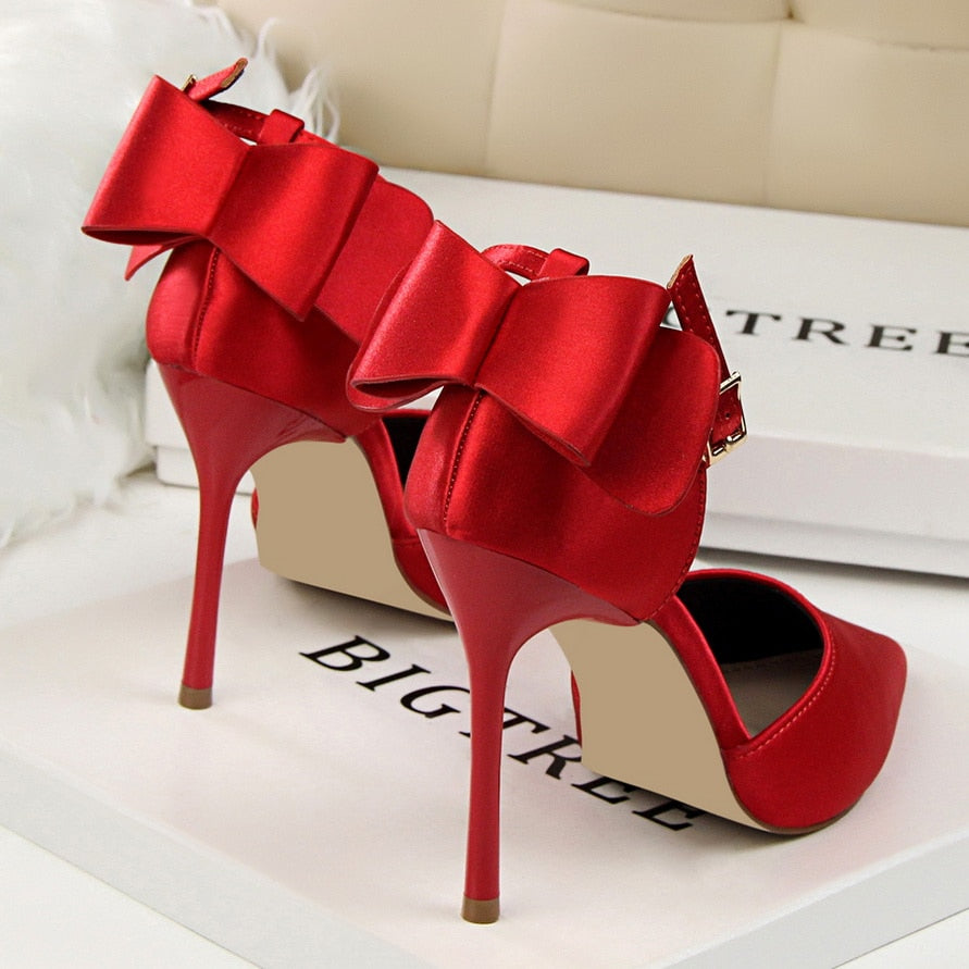 Women's Pointed Toe Bow Strap Stilettos Dsers