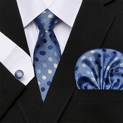 Men's Silk Tie Handkerchief and Cufflinks Set Dsers