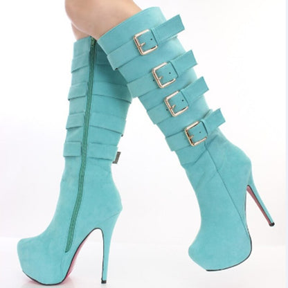 shofoo shoes.Beautiful and fashionable women&#39;s shoes, suede, decorative buckle, knee-hingh boots, high-heeled boots.SIZE:34-45 Dsers