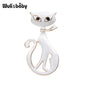 Wuli&baby Black White Scarf Cat Brooches Women Alloy Animal Brooch Pins Bag Hat Accessories Gifts Dsers