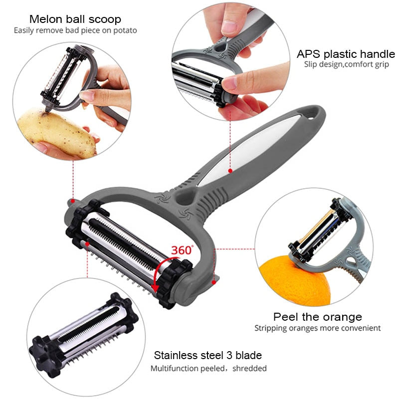 Multifunctional 360 Degree Rotary Vegetable Peeler Cabbage Grater Potato Slicer Cutter Fruit Knife Kitchen Gadget Dsers