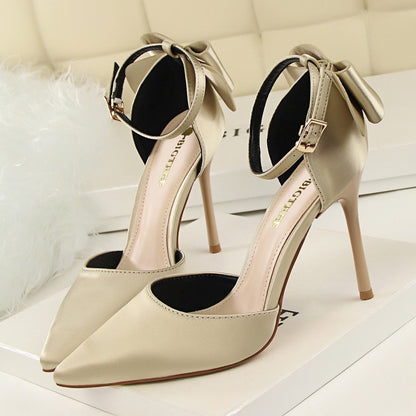 Women's Pointed Toe Bow Strap Stilettos Dsers