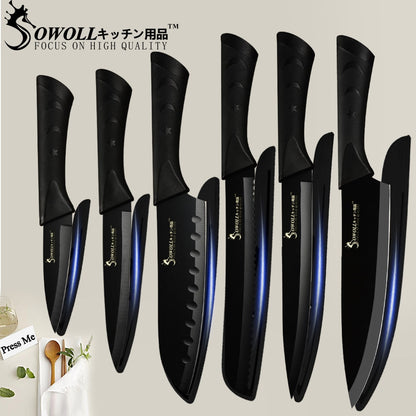 SOWOLL Stainless Steel Kitchen Knife 3.5'' 5'' 7'' 8'' Paring Utility Santoku Slicing Bread Chef Knife Meat Fish Kitchen Gadgets Dsers