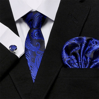 Men's Silk Tie Handkerchief and Cufflinks Set Dsers