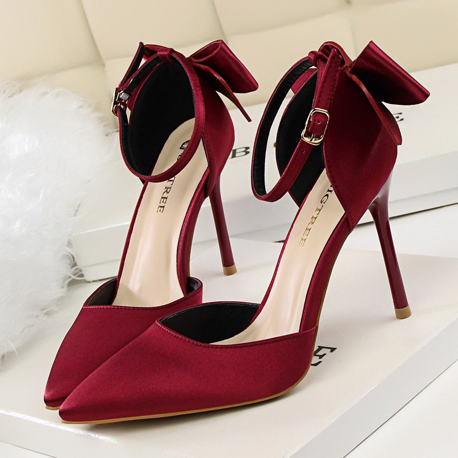 Women's Pointed Toe Bow Strap Stilettos Dsers