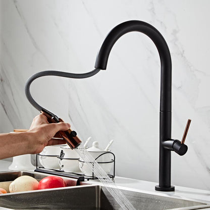 Pull Out Kitchen Faucet Rose Gold and White Sink Mixer Tap 360 Degree Rotation Kitchen Mixer Taps Kitchen Tap Dsers