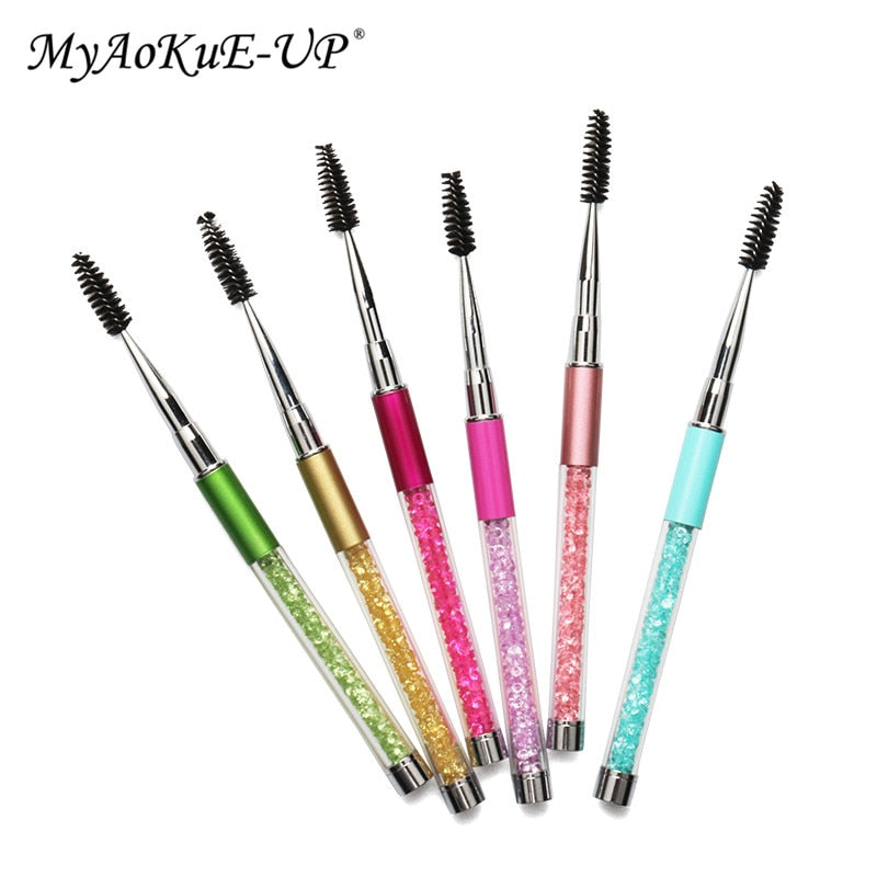 Rhinestone Lash Brush Reusable Eyelash Brushes Mascara Wand Applicator Eyelash Extension Makeup Tool