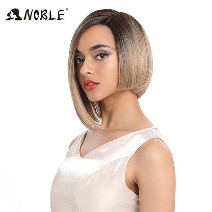 Noble Wigs For Women Synthetic Lace Wig Straight  Short Wig 12&quot; Ombre Blonde Wig Synthetic Lace Wig Cosplay Blonde Lace Wig