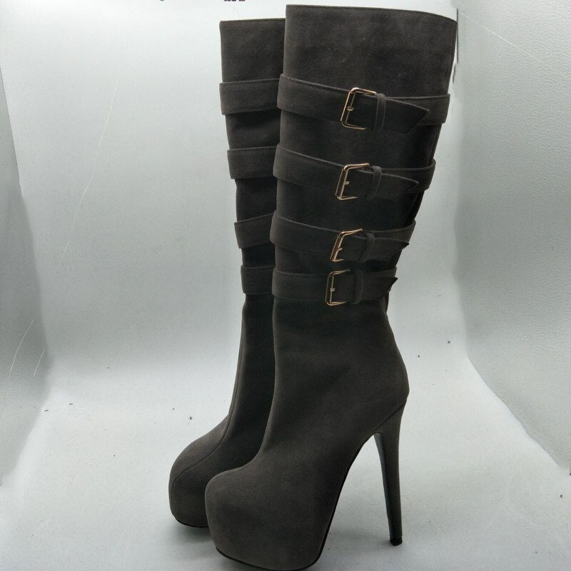 shofoo shoes.New fashion women&#39;s shoes , suede, decorative buckle, knee-hingh boots, high-heeled boots, women boots. SIZE:34-45 Dsers