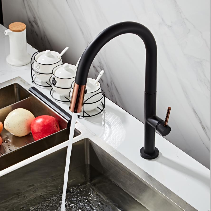 Pull Out Kitchen Faucet Rose Gold and White Sink Mixer Tap 360 Degree Rotation Kitchen Mixer Taps Kitchen Tap Dsers