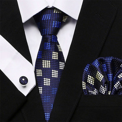 Men's Silk Tie Handkerchief and Cufflinks Set Dsers