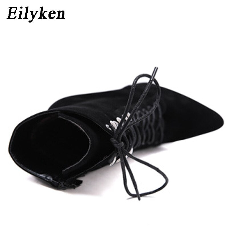 Women's Punk Style Lace Up Ankle Stiletto Boots Dsers