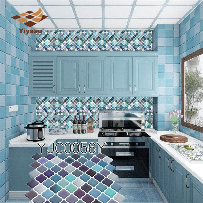 Mosaic Wall Tile Peel and Stick  Self adhesive Backsplash DIY Kitchen Bathroom Home Wall Sticker Vinyl 3D Dsers