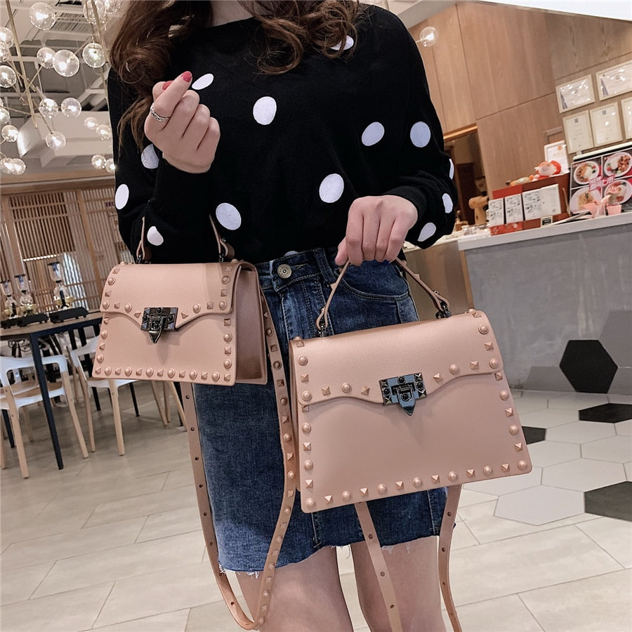 Women's Luxury Designer Small Rivet Messenger Bag Dsers