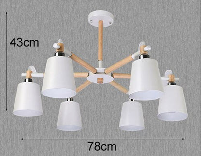 Modern minimalist wooden bracket LED E27 colorful lampshade chandeliers for kitchen living room bedroom study apartment Dsers