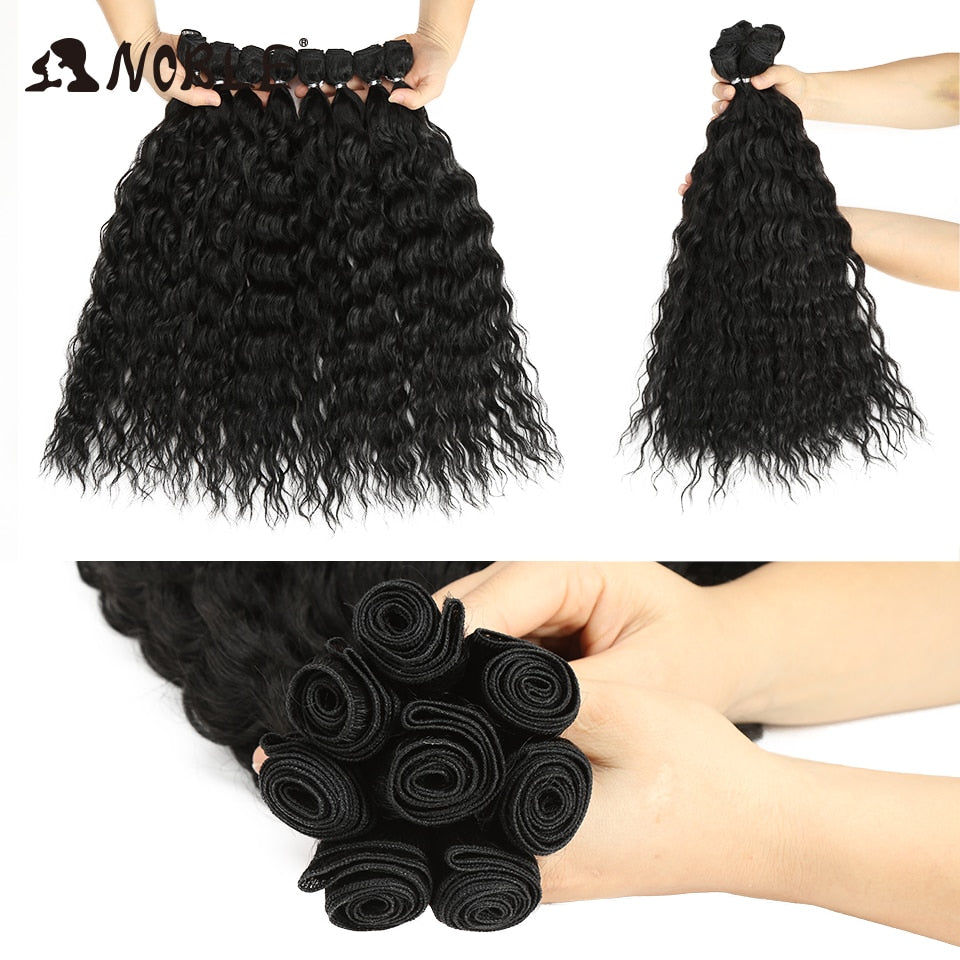 Noble Synthetic Hair Body Weave 20 Inch 8pcs/lot Afro Kinky Curly Hair Ombre Bundles Hair Extension Synthetic Hair Wave