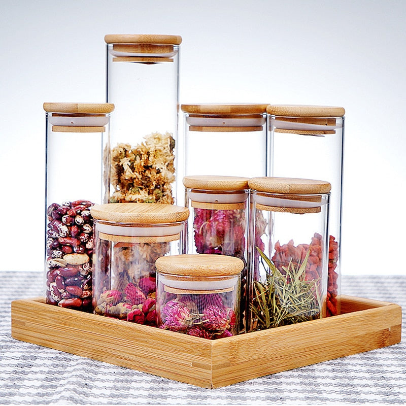 Transparent Glass Jars Seal Jars Grains Storage Bottles Spice Jar Kitchen Storage Organization Dsers