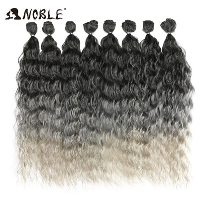 Noble Synthetic Hair Body Weave 20 Inch 8pcs/lot Afro Kinky Curly Hair Ombre Bundles Hair Extension Synthetic Hair Wave