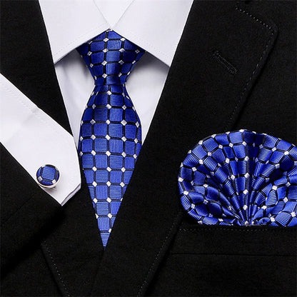 Men's Silk Tie Handkerchief and Cufflinks Set Dsers