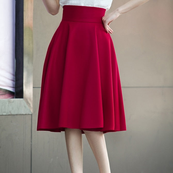 Women's Knee Length Pleated Skirt for Plus Size Women Dsers