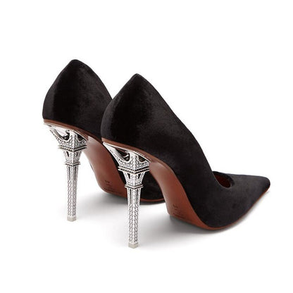 Women's Suede Stilettos with Eiffel Tower Heel Dsers