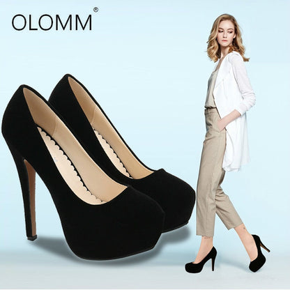 Women's Suede Round Toe High Heels Dsers