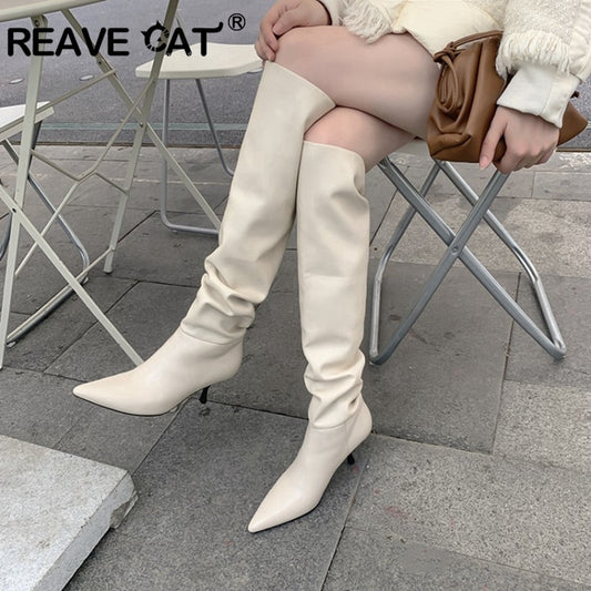 Women's Knee High Pointed Toe Stiletto Heel Boots Dsers