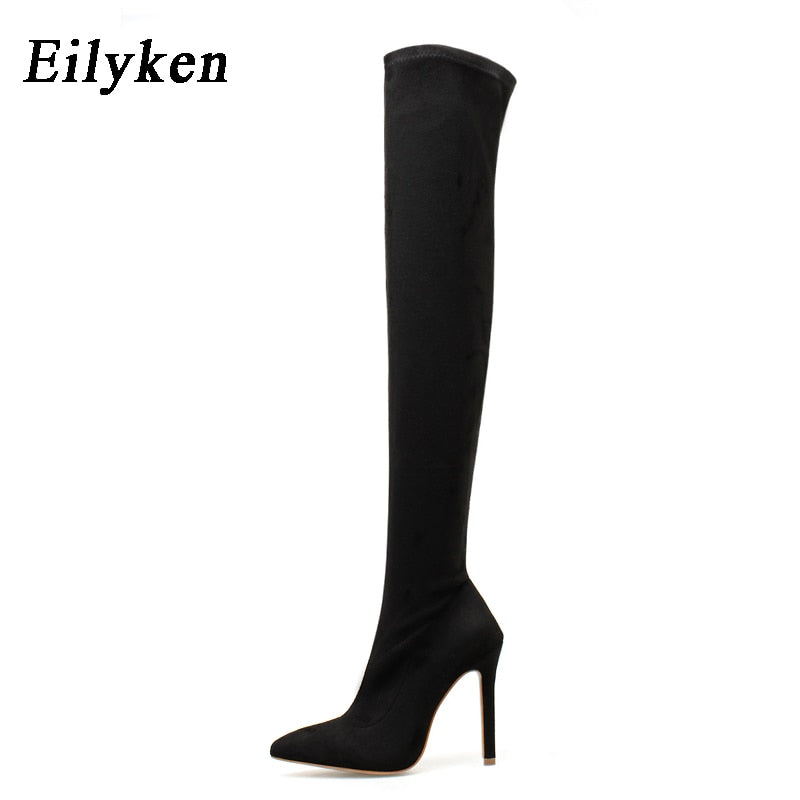 Women's Knee High Snake Pattern Pointed Toe Zipper Boots Dsers