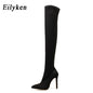 Women's Knee High Snake Pattern Pointed Toe Zipper Boots Dsers