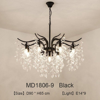 Nordic LED Crystal Chandeliers Gold Black Chandelier Luxury Lighting Kitchen Dining Living room Bedroom Lamp lustre pendente Dsers