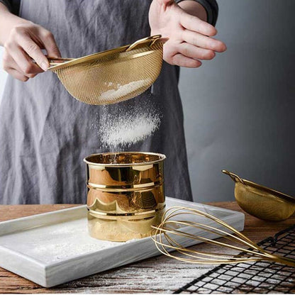 Stainless Steel Gold Mesh Separate Oil Strainer Flour Sifter Sieve Colanders Flour Coffee Mesh Filter Kitchen Bakware Dsers