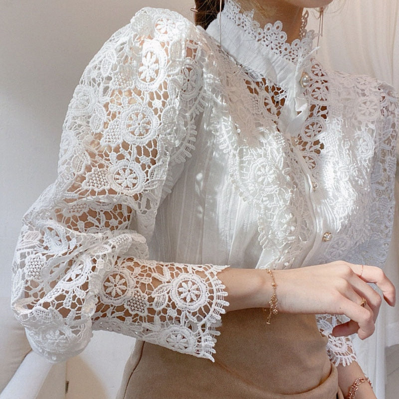 Women's Lace Blouse with Petal Sleeve Pattern Dsers