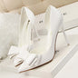 Women's Narrow Toed Bow Stilettos with Open Side Dsers